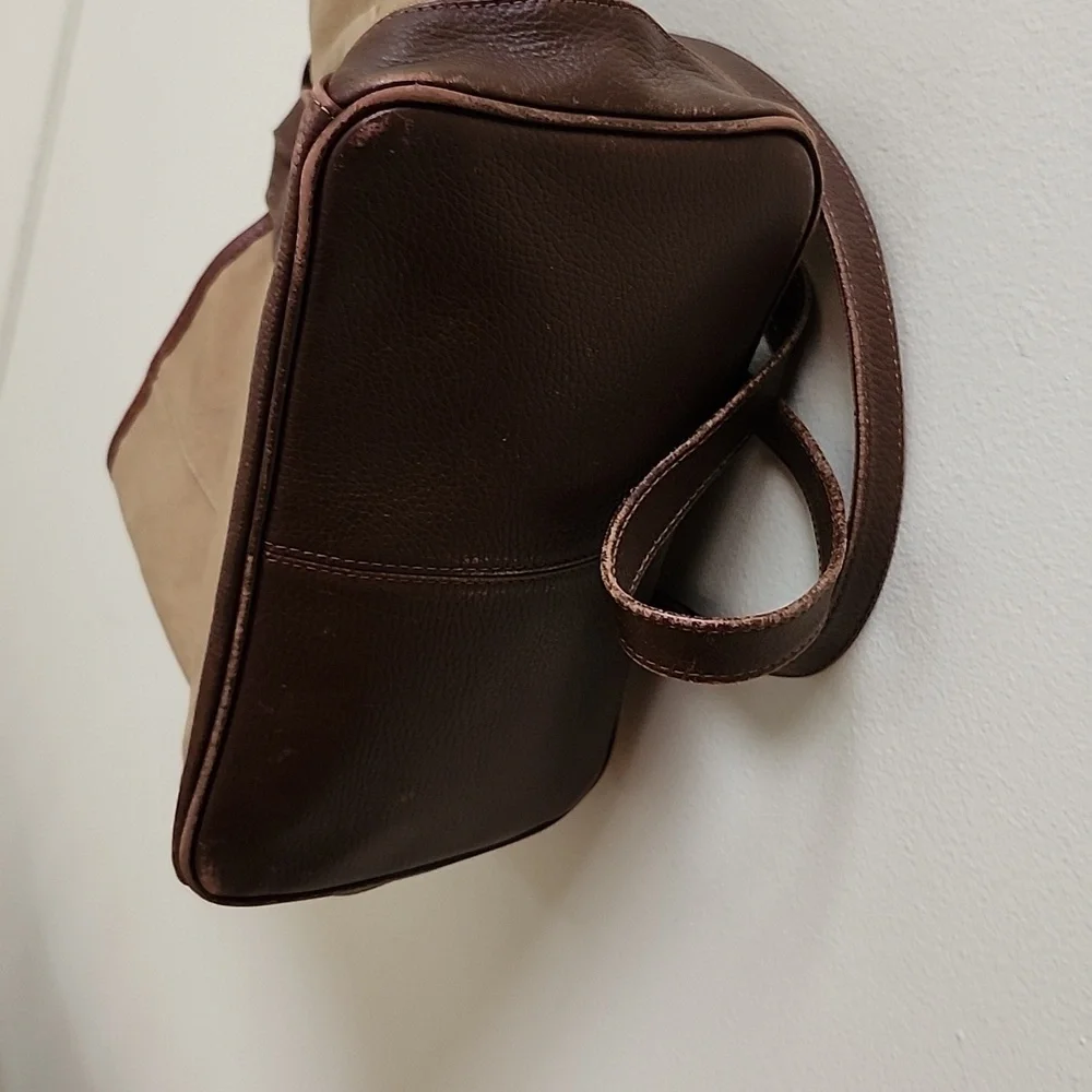 Ellington Unisex Sling Assistant Backpack Khaki Canvas/Brown leather Trim